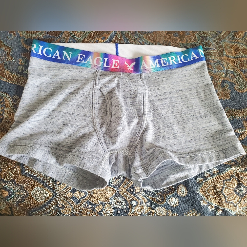 American Eagle Outfitters Heather Gray Boxer Briefs with Rainbow Waistband